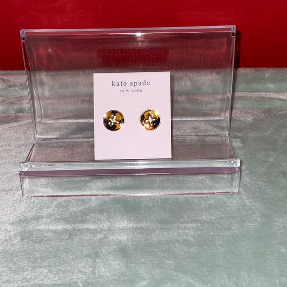 kate spade Girls Shiny Gold Button Studs - Picture 3 of 5